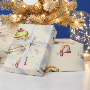 Papel De Presente Adoráveis Pequenas Ballerinas Gatinhos de Natal H