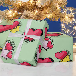 Papel De Presente Adoráveis presentes cardíacos vermelhos e pretos