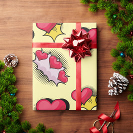 Papel De Presente Adoráveis presentes cardíacos vermelhos e pretos