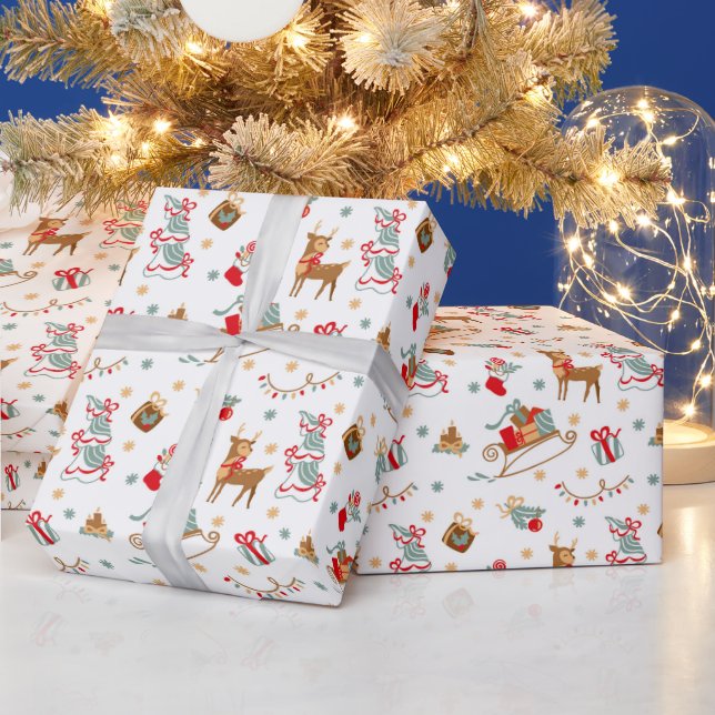 Papel De Presente Adoráveis Veados de Natal (Feriados)