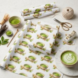Papel De Presente Adorável Amante de Matcha Japonês