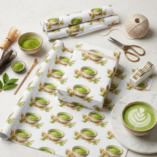 Papel De Presente Adorável Amante de Matcha Japonês (Criador carregado)