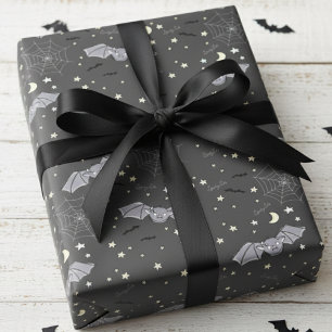 Papel De Presente Adorável Black Spooky Bonito Gatinho Bats Hallowee
