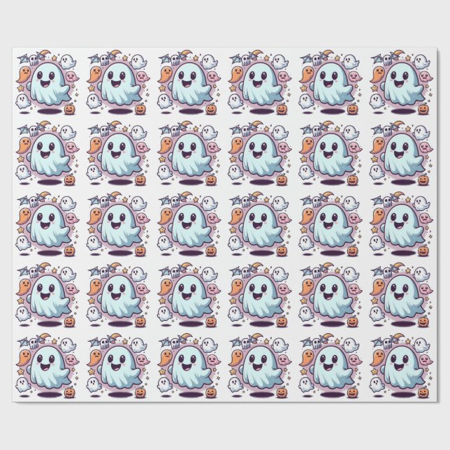 Papel De Presente Adorável Esquadrão Fantasma do Halloween e Amigos  (Aberto)