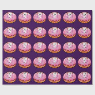 Papel De Presente Adorável Hamster Kawaii em Arte de Donut Rosa Glas
