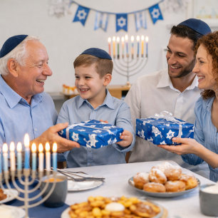 Papel De Presente Adorável Hanukkah Doves