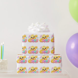 Papel De Presente Adorável Kawaii Franguinho Ensolarado Nome Pastel