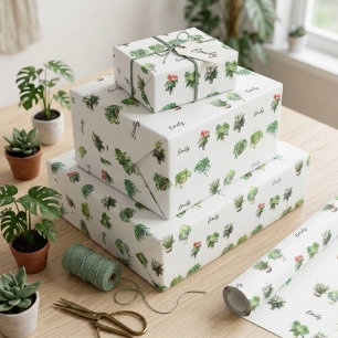 Papel De Presente Adorável Nome Personalizado Amante de Plantas