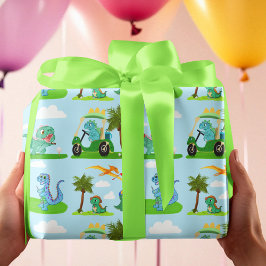 Papel De Presente Adorável Padrão de Golfe Infantil com Dinossauros