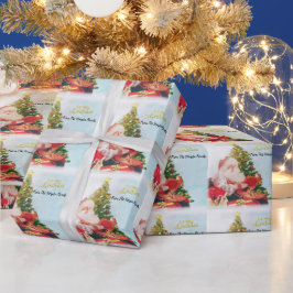 Papel De Presente Adorável Pinheiro Papai Noel Natal