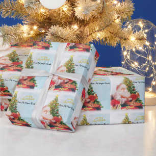 Papel De Presente Adorável Pinheiro Papai Noel Natal