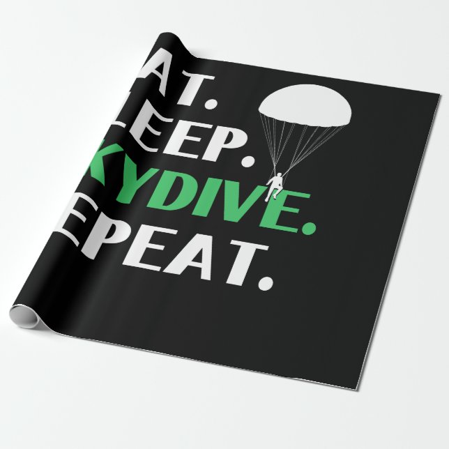 Papel De Presente Adormecer Skydive Repetir Skydiving (Desenrolado)
