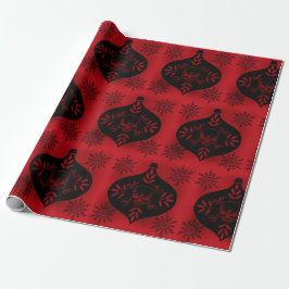 Papel De Presente Adorno de Caveira Vermelho e Preto