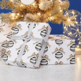 Papel De Presente Adorno de Natal com Listras Pretas e Brancas