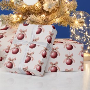 Papel De Presente Adornos de Natal de Laço Creme com Pedra Vermelha