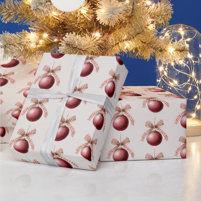 Papel De Presente Adornos de Natal de Laço Creme com Pedra Vermelha (Feriados)