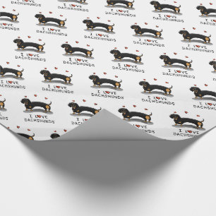 Papel De Presente Adoro Dachshances (preto e bronzeado)