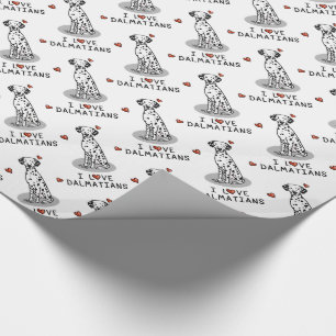 Papel De Presente Adoro Dalmatianos (preto 1) Corações Bonitos