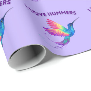 Papel De Presente Adoro Hummers Exóticos Rainbow Hummingbird Voando
