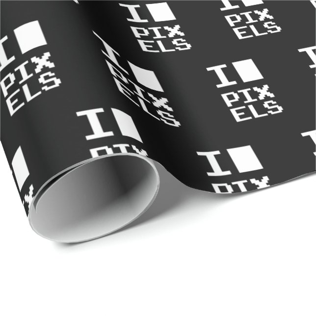 Papel De Presente Adoro Pixels, design de geek, arte de pixel (Ponta do rolo)
