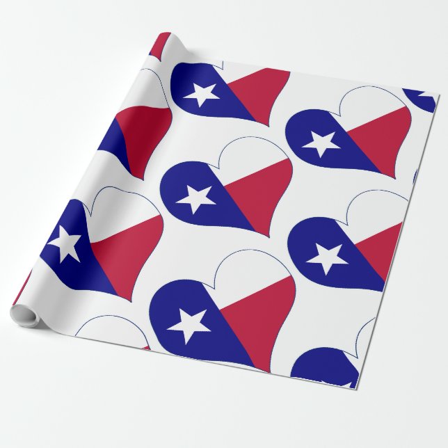 Papel De Presente Adoro Texas Flag Heart (Desenrolado)