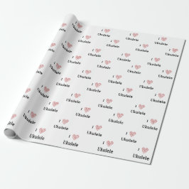 Papel De Presente Adoro Ukulele Red Heart of Music Notes