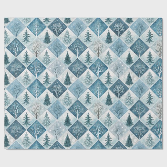 Papel De Presente Aesthetic Holiday Checkered Wrapping Paper (Aberto)