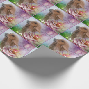 Papel De Presente Afghan Hound Fantasy Flower Personalizado