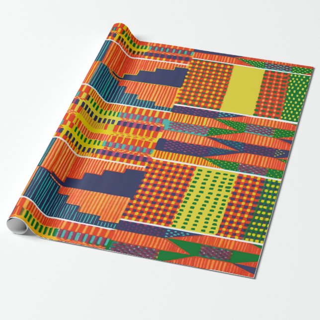 Papel De Presente Africano colorido Kente (Desenrolado)