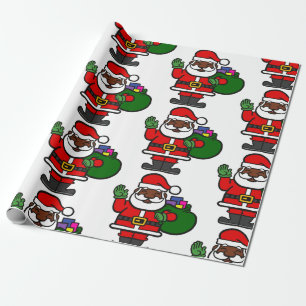 Papel De Presente africano negro santa claus xmas