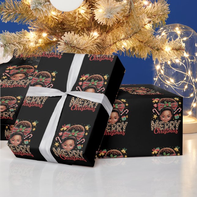 Papel De Presente Afro-americana Natal Coque Desgrenhado Mãe Negra (Feriados)