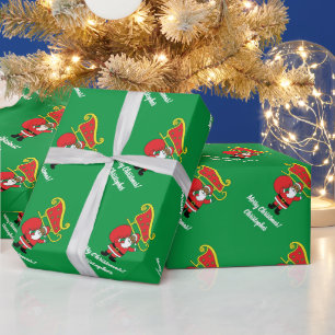 Papel De Presente Afro-americano Papai Noel Xmas Sleigh Green