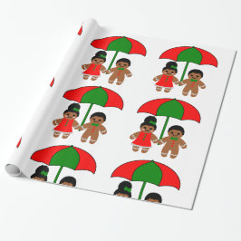 Papel De Presente Afro Gingerbread man, presente de Natal, papel de