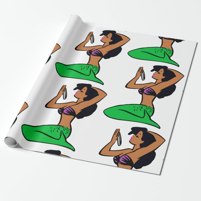 Papel De Presente afro latina mermaid (Desenrolado)