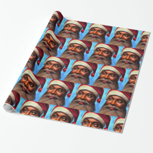 Papel De Presente Afro,Papais noeis,Papais noeis Pretos,Natal,Afro-a