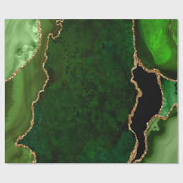 Papel De Presente Ágata Brilhante Falsa Verde e Dourada