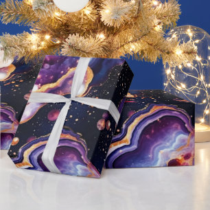 Papel De Presente Ágata Celestial   Pedra Galáxia Cósmica