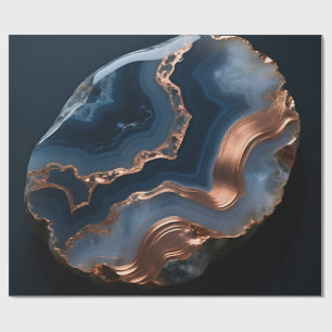 Papel De Presente Ágata com Faixas de Cobre Azul Pedra Preciosa Clos