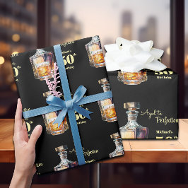 Papel De Presente Aged to Perfection Men's 50th Whiskey Birthday 