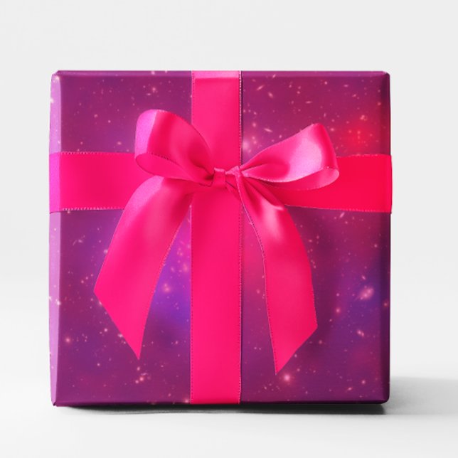 Papel De Presente Aglomerado de Galáxias com Sobreposição Rosa (Pink Overlay Galaxy Cluster Wrapping Paper)