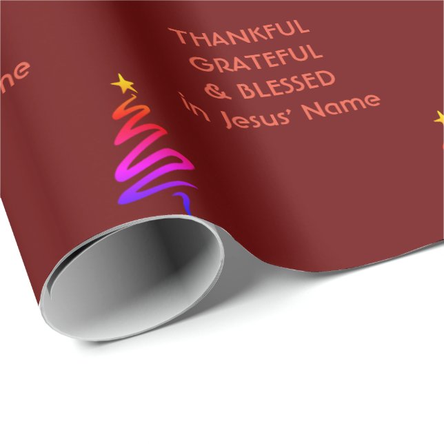 Papel De Presente AGRADecido GRATO ABENÇOADO Jesus Natal (Ponta do rolo)