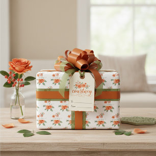 Papel De Presente Água cor laranja floral personalizado