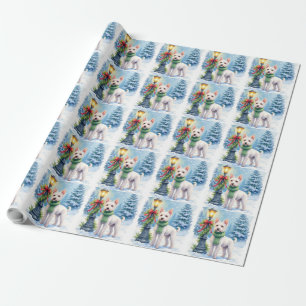 Papel De Presente Água-forte Bedlington Terrier Poste de Natal