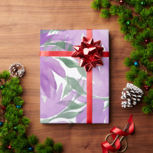 Papel De Presente Água-forte Floral Elegante Lavanda Roxa