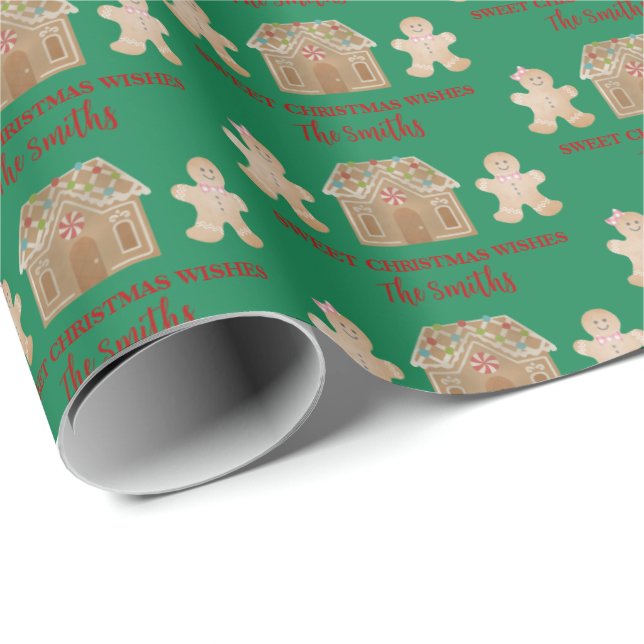 Papel De Presente Água Pão Gingerido Doces Desejos de Natal (Ponta do rolo)