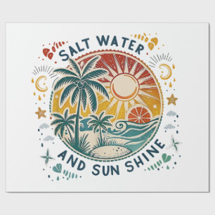 Papel De Presente Água Salgada e Brilho do Sol Praia Tropical Vintag