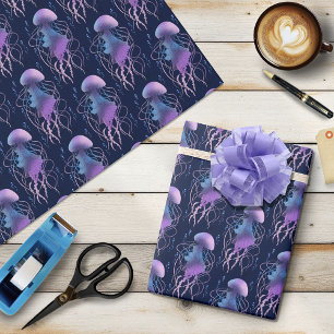 Papel De Presente Água-viva Etérea Violeta Azul