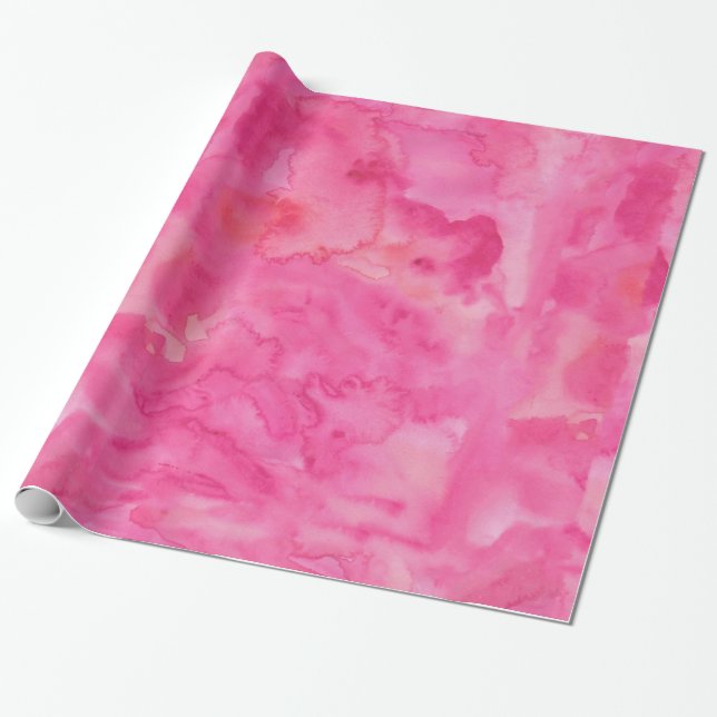 Papel De Presente Aguarela cor-de-rosa brilhante (Desenrolado)