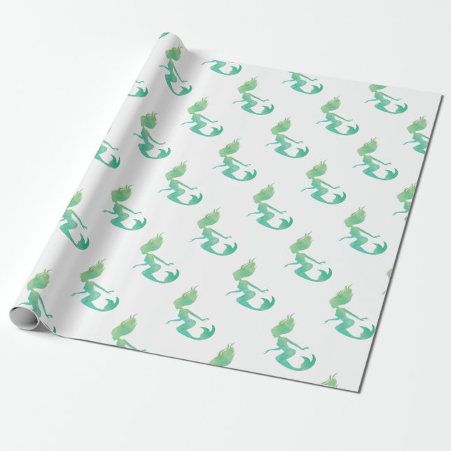 Papel De Presente Aguarela da sereia (Desenrolado)