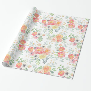 Papel De Presente Aguarela Pastel bonito floral
